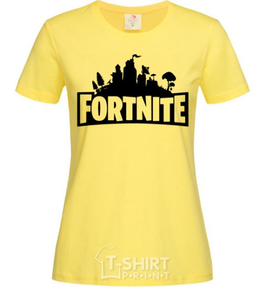 Women's T-shirt Fortnite logo cornsilk фото