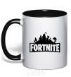 Mug with a colored handle Fortnite logo black фото