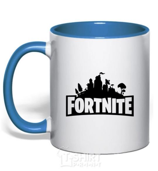 Mug with a colored handle Fortnite logo royal-blue фото