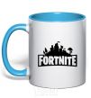 Mug with a colored handle Fortnite logo sky-blue фото