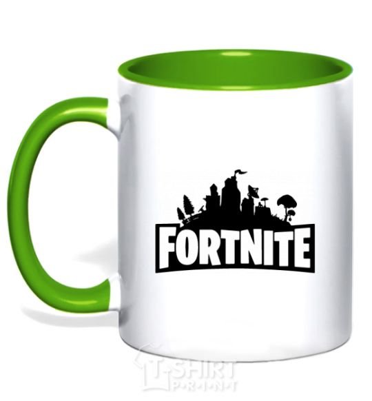 Mug with a colored handle Fortnite logo kelly-green фото