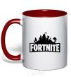 Mug with a colored handle Fortnite logo red фото