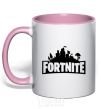 Mug with a colored handle Fortnite logo light-pink фото