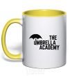 Mug with a colored handle The umbrella academy logo yellow фото