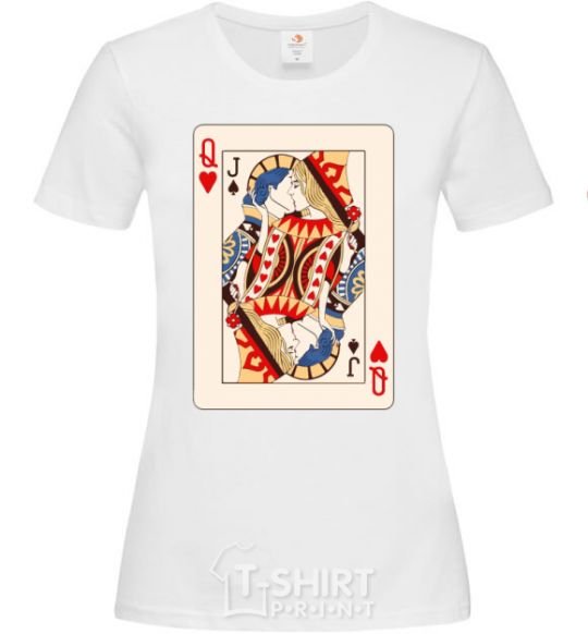 Women's T-shirt Couple's card White фото