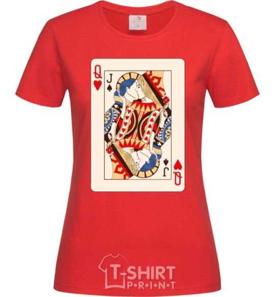 Women's T-shirt Couple's card red фото