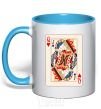 Mug with a colored handle Couple's card sky-blue фото