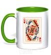 Mug with a colored handle Couple's card kelly-green фото