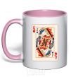 Mug with a colored handle Couple's card light-pink фото