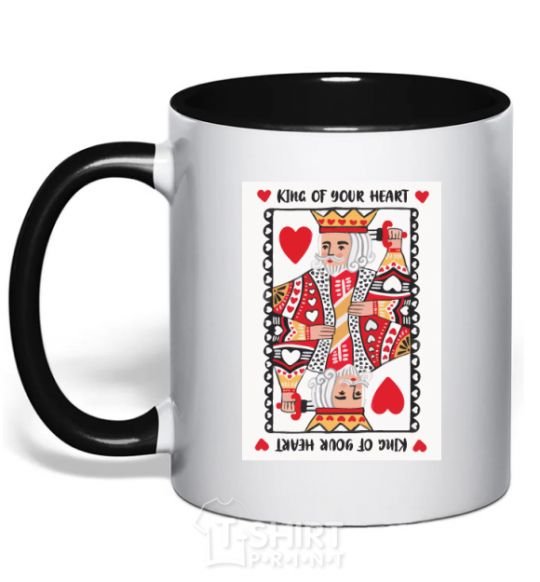 Mug with a colored handle King of your heart black фото