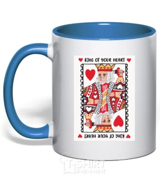 Mug with a colored handle King of your heart royal-blue фото