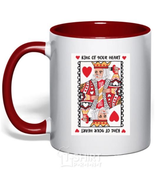 Mug with a colored handle King of your heart red фото