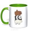 Mug with a colored handle We bare bears kelly-green фото