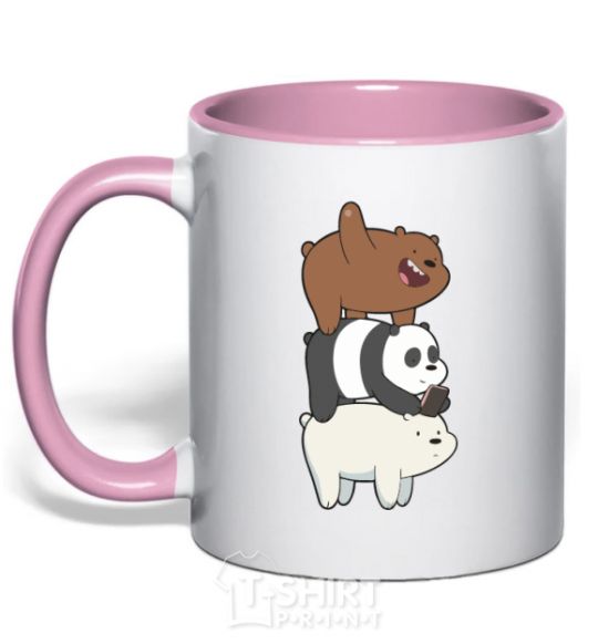 Mug with a colored handle We bare bears light-pink фото