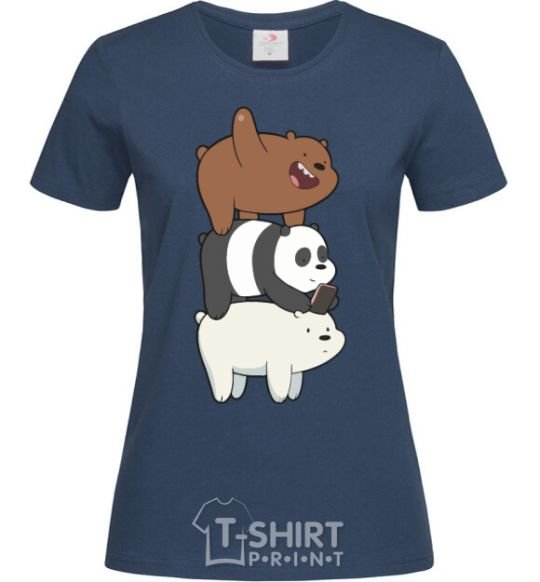 Women's T-shirt We bare bears navy-blue фото