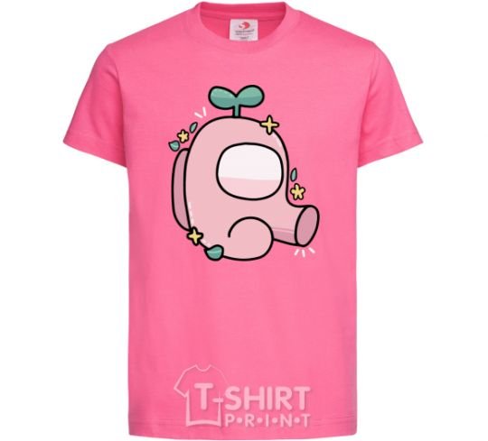 Kids T-shirt Among us pink with leaves heliconia фото
