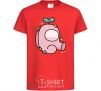 Kids T-shirt Among us pink with leaves red фото