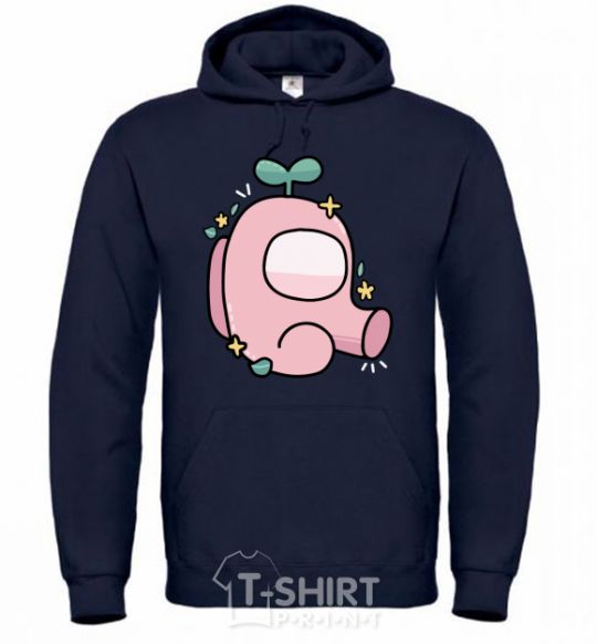 Men`s hoodie Among us pink with leaves navy-blue фото