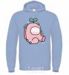 Men`s hoodie Among us pink with leaves sky-blue фото