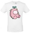 Men's T-Shirt Among us pink with leaves White фото