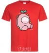 Men's T-Shirt Among us pink with leaves red фото