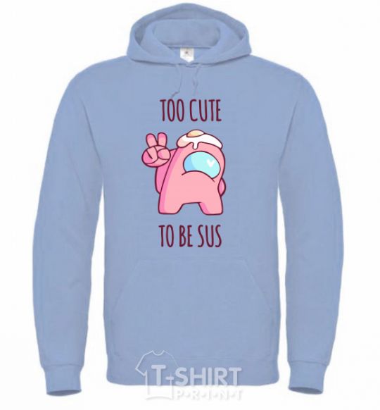 Men`s hoodie Among us too cute sky-blue фото