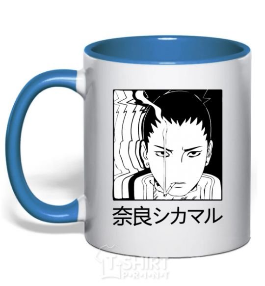 Mug with a colored handle Shikamaru royal-blue фото