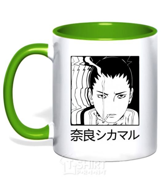 Mug with a colored handle Shikamaru kelly-green фото