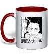 Mug with a colored handle Shikamaru red фото