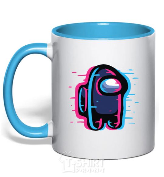 Mug with a colored handle Among us, the shift sky-blue фото