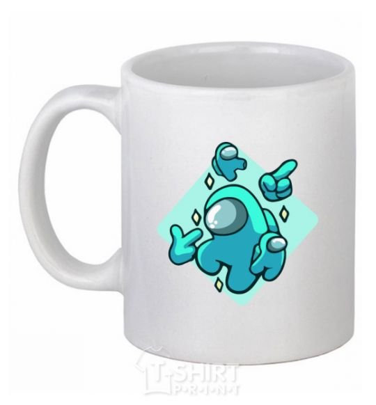 Ceramic mug Among us turquoise White фото