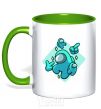 Mug with a colored handle Among us turquoise kelly-green фото