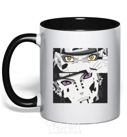 Mug with a colored handle Naruto eyes black фото
