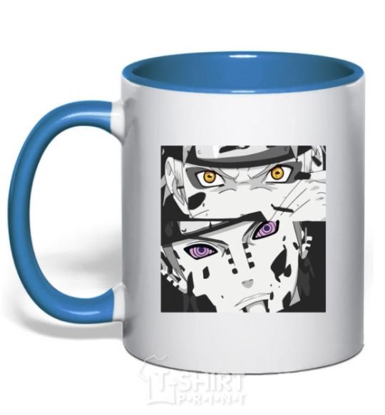 Mug with a colored handle Naruto eyes royal-blue фото