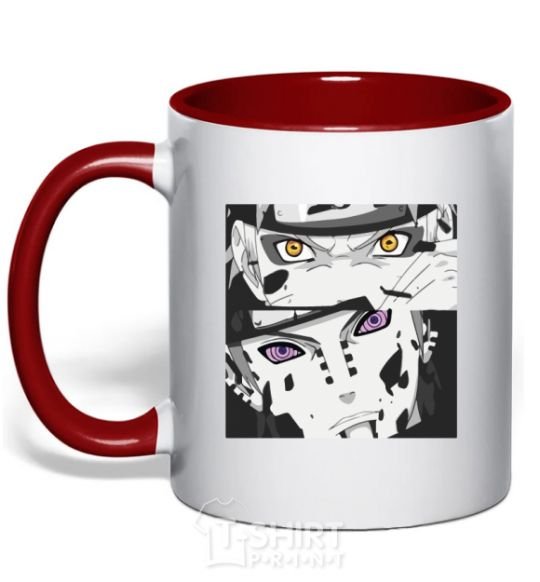 Mug with a colored handle Naruto eyes red фото
