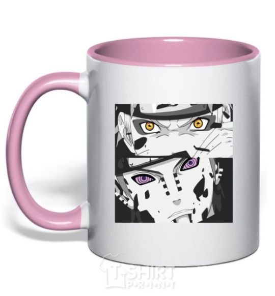 Mug with a colored handle Naruto eyes light-pink фото