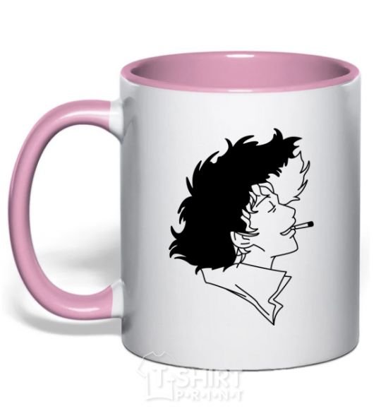 Mug with a colored handle Cowboy bepop light-pink фото