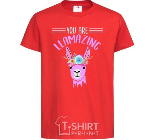 Kids T-shirt You are llamazing red фото