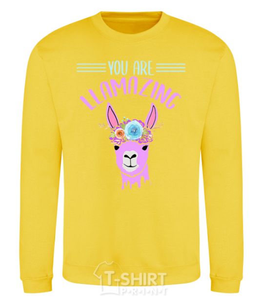 Sweatshirt You are llamazing yellow фото