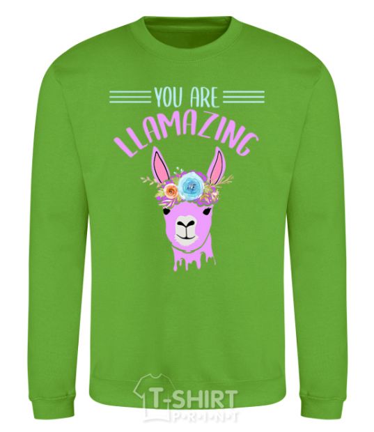 Sweatshirt You are llamazing orchid-green фото