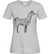 Women's T-shirt Llama black outline grey фото