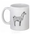 Ceramic mug Llama black outline White фото