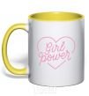 Mug with a colored handle Girl power web yellow фото