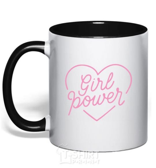 Mug with a colored handle Girl power web black фото