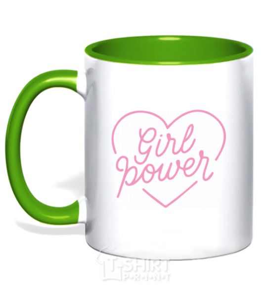 Mug with a colored handle Girl power web kelly-green фото