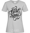 Women's T-shirt Girl boss grey фото