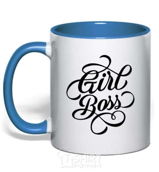 Mug with a colored handle Girl boss royal-blue фото