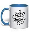 Mug with a colored handle Girl boss royal-blue фото