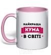 Mug with a colored handle The best godmother light-pink фото
