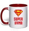 Mug with a colored handle Super godmother red фото